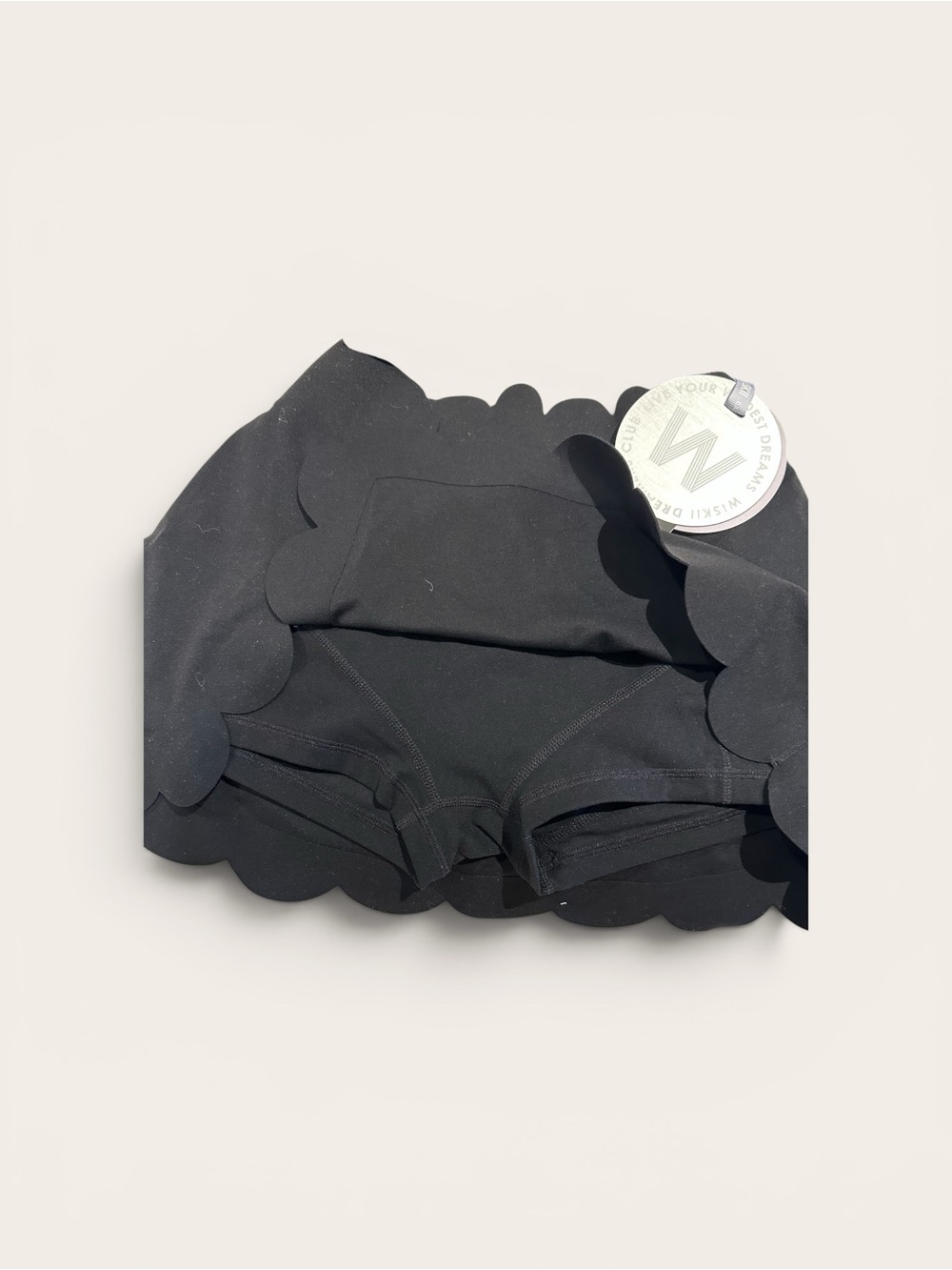 Scalloped Edge Black Two-Piece Skirt Set - Picture 2 of 2
